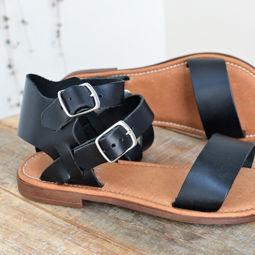 NEW! BOS. & CO Mid Top Black Sandal Shoes ITALIAN - Picture 4 of 8